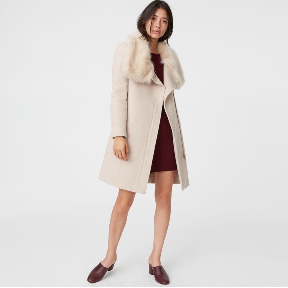 Club Monaco Evangah Light Oatmeal Fur Coat XS